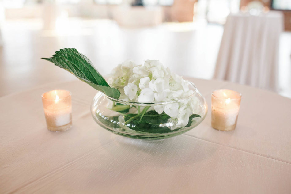 Hydrangeas sit in low vases, The Cedar Room, Charleston, South Carolina Kate Timbers Photography. http://katetimbers.com #katetimbersphotography // Charleston Photography // Inspiration
