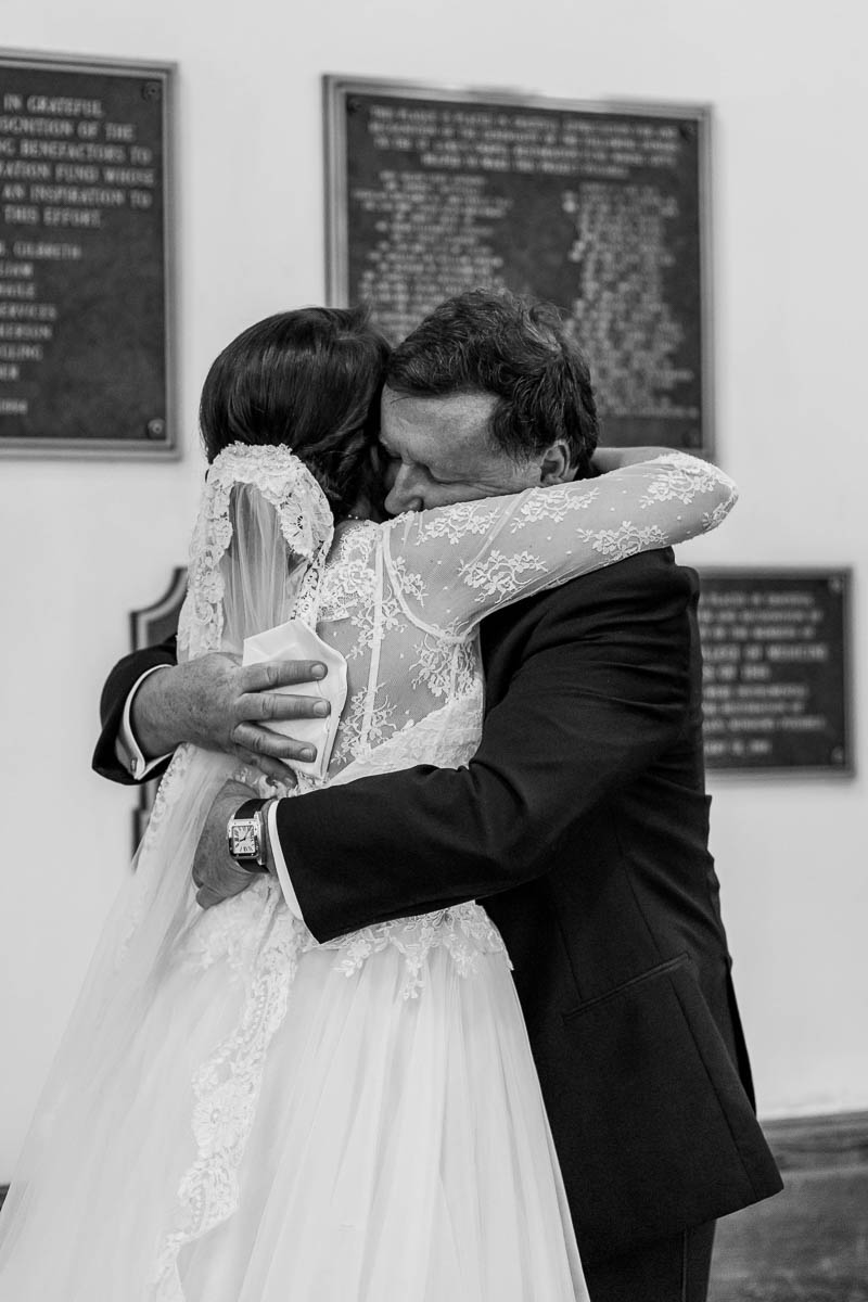 Father sees bride for the first time, St. Luke's Church, Charleston, South Carolina Kate Timbers Photography. http://katetimbers.com #katetimbersphotography // Charleston Photography // Inspiration