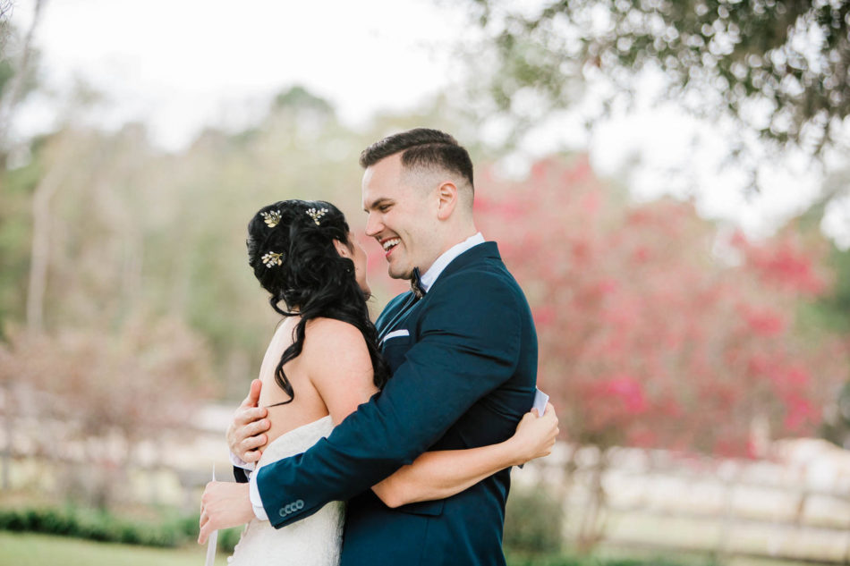 Bride and groom have first look on bridge, Boals Farm, Charleston, South Carolina Kate Timbers Photography. http://katetimbers.com #katetimbersphotography // Charleston Photography // Inspiration