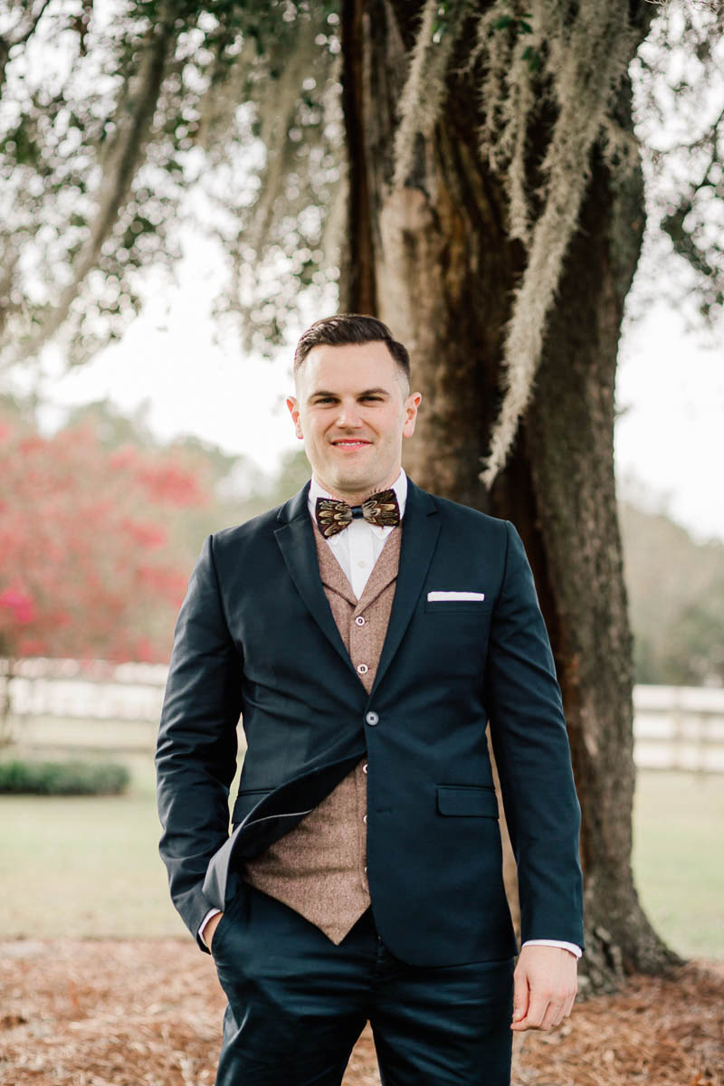 Groom stands for portrait, Boals Farm, Charleston, South Carolina Kate Timbers Photography. http://katetimbers.com #katetimbersphotography // Charleston Photography // Inspiration