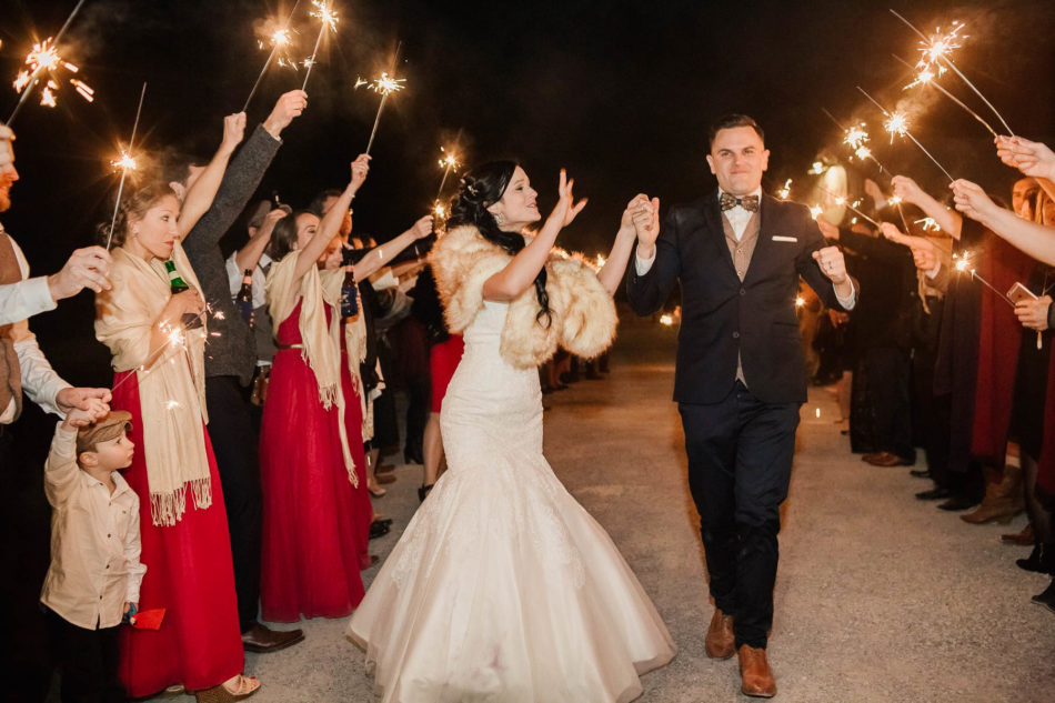 Bride and groom have a sparkler exit, Boals Farm, Charleston, South Carolina Kate Timbers Photography. http://katetimbers.com #katetimbersphotography // Charleston Photography // Inspiration