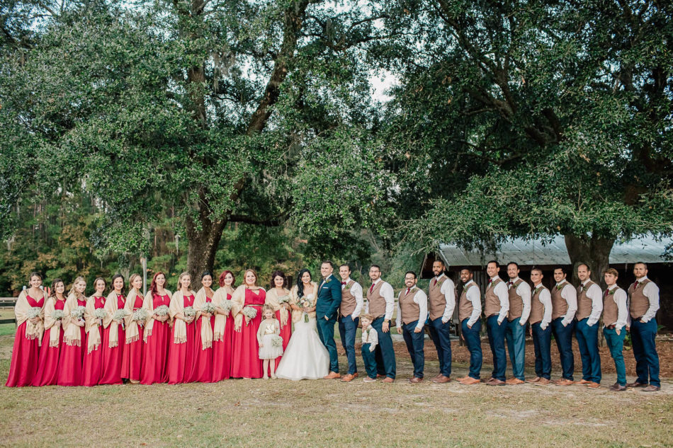 Bride and groom pose with wedding party, Boals Farm, Charleston, South Carolina Kate Timbers Photography. http://katetimbers.com #katetimbersphotography // Charleston Photography // Inspiration