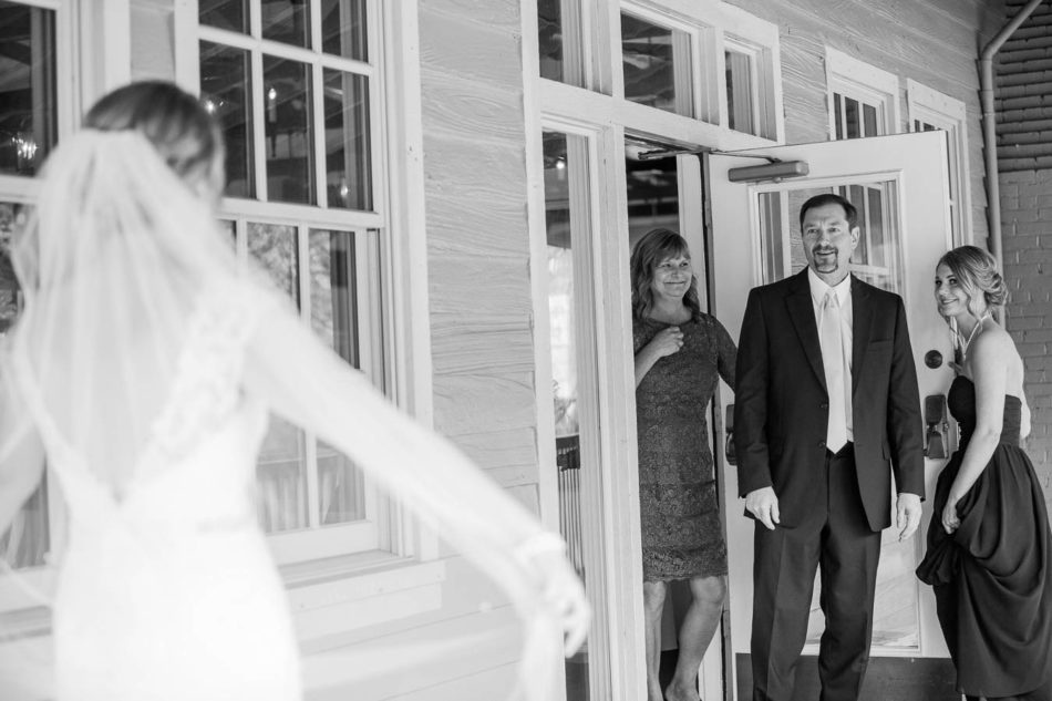Father sees bride for first time, Alhambra Hall, Charleston, South Carolina. Kate Timbers Photography. http://katetimbers.com