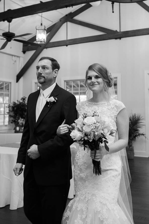 Father walks bride up the aisle, Alhambra Hall, Charleston, South Carolina. Kate Timbers Photography. http://katetimbers.com