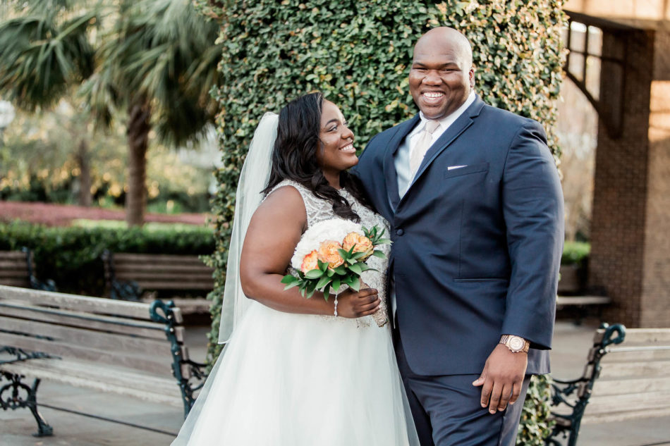 Bride and groom have first look, South Carolina Aquarium. Kate Timbers Photography. http://katetimbers.com