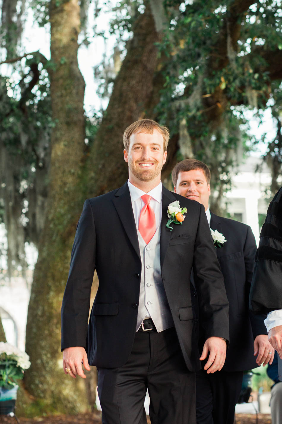 Groom walks down the aisle, Dunes West Golf and River Club, Mt Pleasant, South Carolina. Kate Timbers Photography. http://katetimbers.com