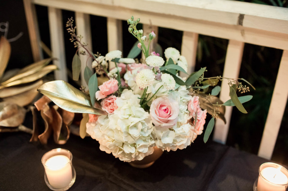 Centerpieces at reception, Cottage on the Creek, Shem Creek, Charleston, South Carolina. Kate Timbers Photography. http://katetimbers.com