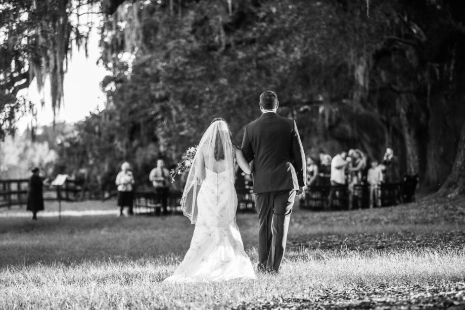 Brother walks bride down the aisle, Boone Hall Plantation, Charleston, South Carolina. Kate Timbers Photography. http://katetimbers.com