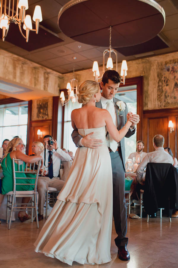 Bride and groom have first dance, Harborside East, Mt Pleasant, South Carolina. Kate Timbers Photography. http://katetimbers.com