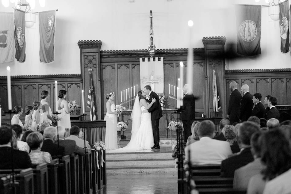 Bride and groom kiss, Summerall Chapel, South Carolina Kate Timbers Photography. http://katetimbers.com #katetimbersphotography // Charleston Photography // Inspiration