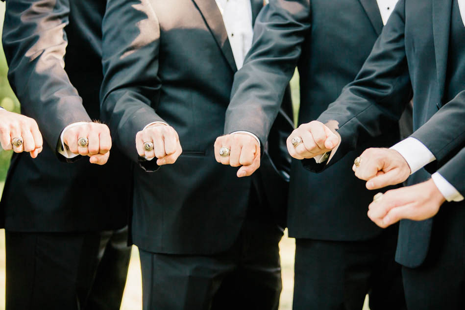 Groom and groomsmen show their Clemson University rings, Oakland Plantation, Mt Pleasant, South Carolina Kate Timbers Photography. http://katetimbers.com #katetimbersphotography // Charleston Photography // Inspiration