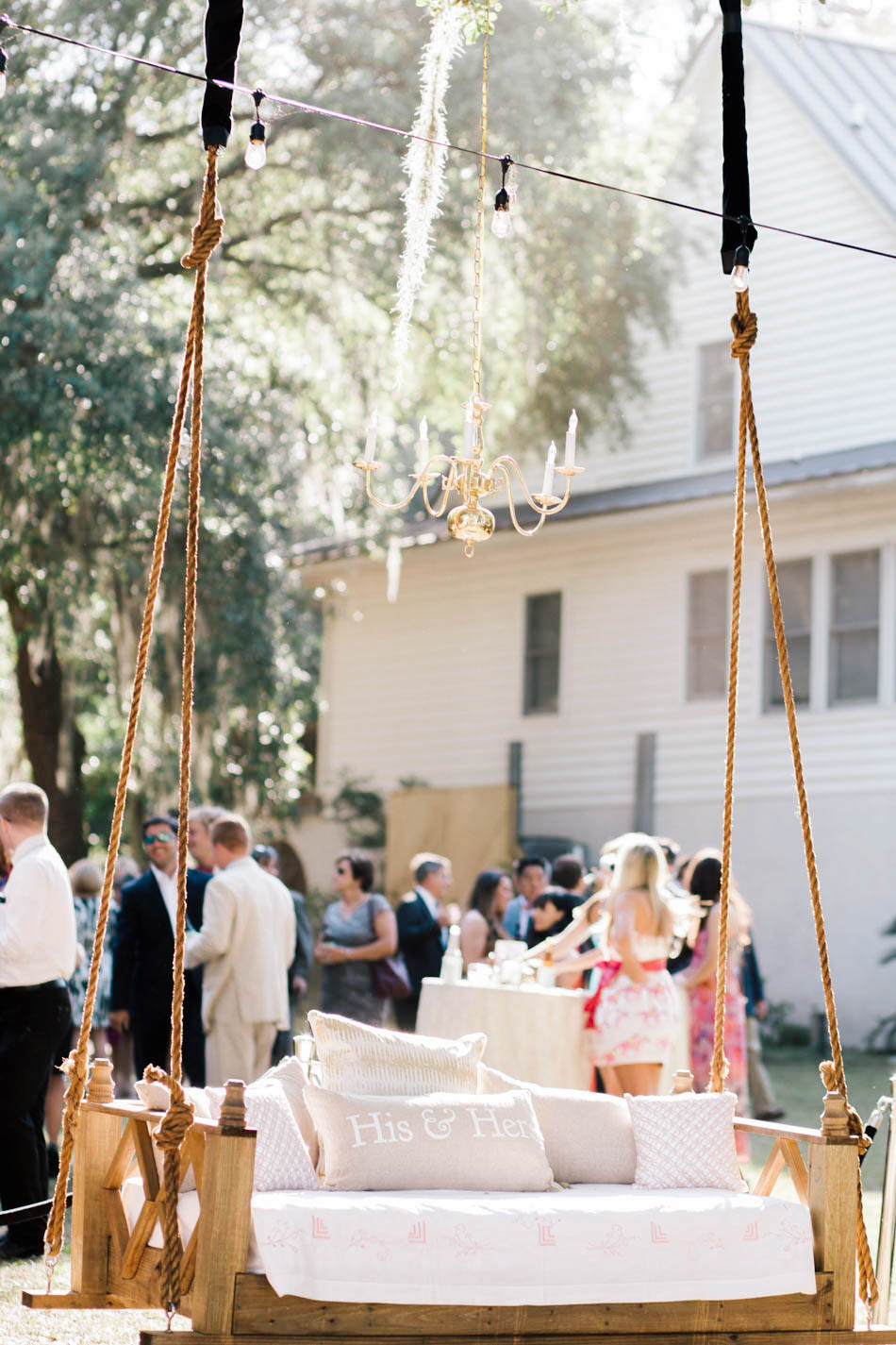 A bench swing hangs from a tree, Wadmalaw Island, South Carolina Kate Timbers Photography. http://katetimbers.com #katetimbersphotography // Charleston Photography // Inspiration