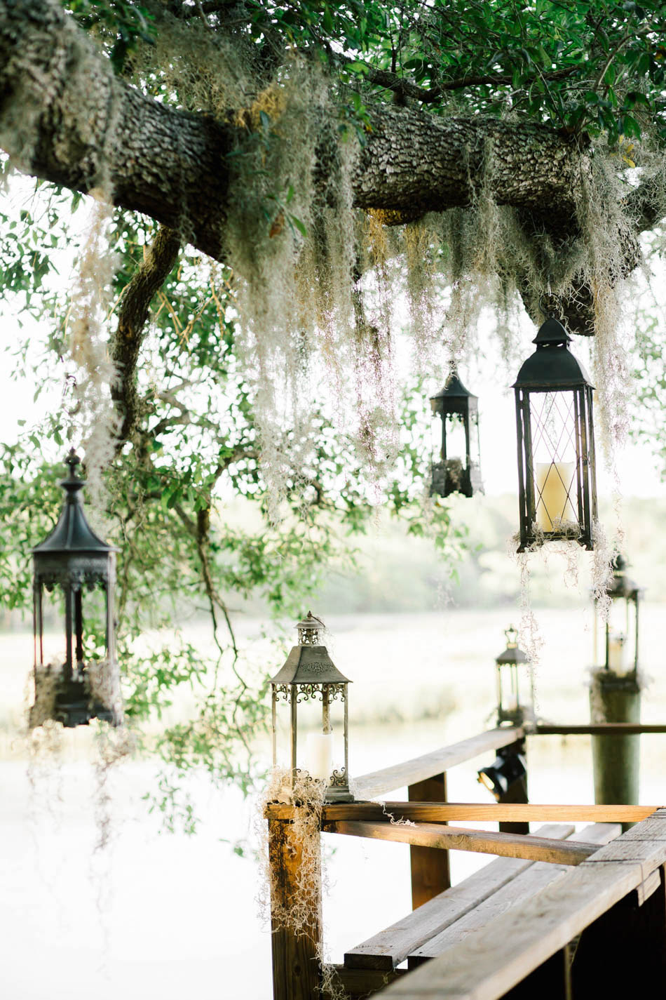 Dock is decorated with lanterns, Wadmalaw Island, South Carolina Kate Timbers Photography. http://katetimbers.com #katetimbersphotography // Charleston Photography // Inspiration