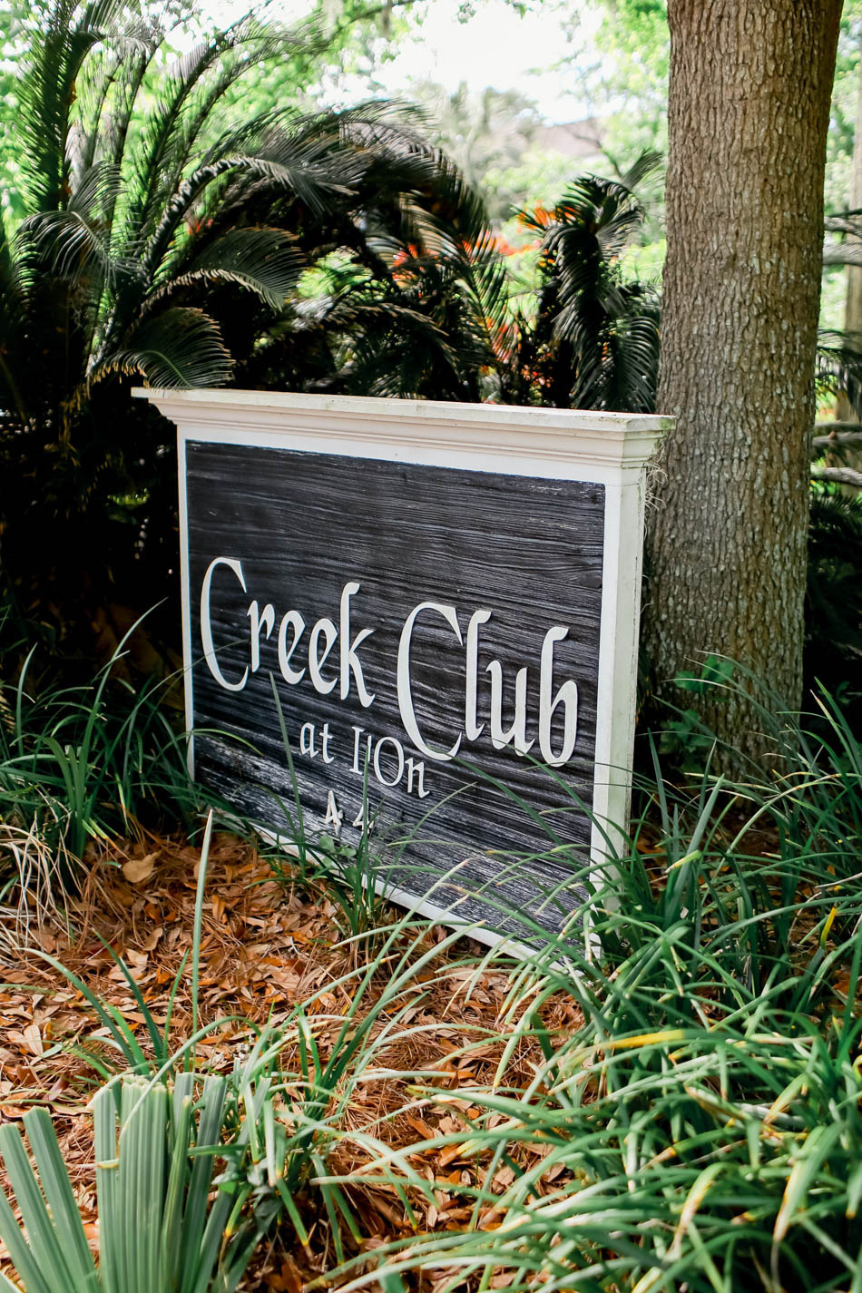 Wooden sign is displayed of I'ON Creek Club, Mt Pleasant, South Carolina Kate Timbers Photography. http://katetimbers.com #katetimbersphotography // Charleston Photography // Inspiration