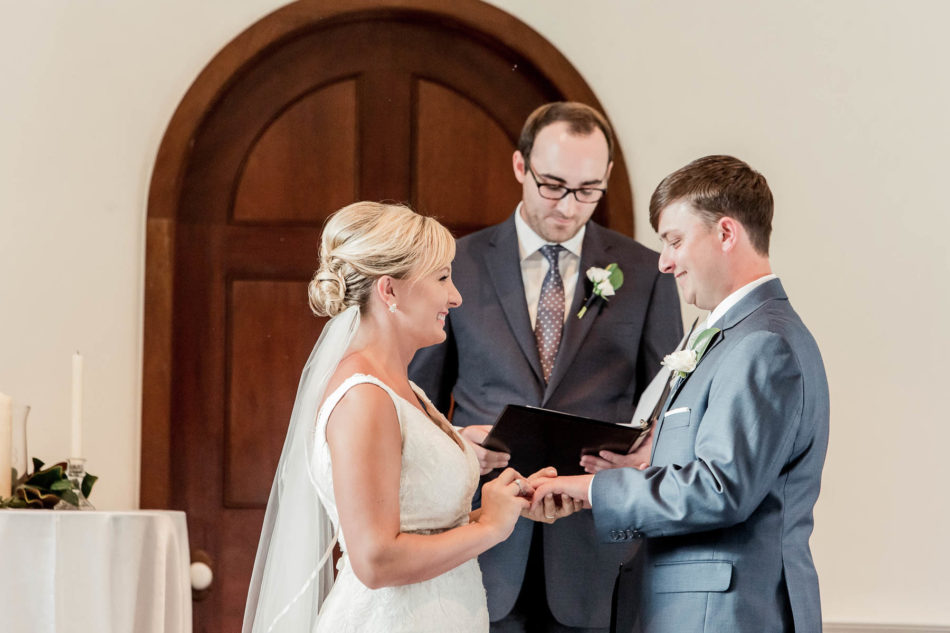 Bride and groom exchange rings, Coleman Hall, Mt Pleasant, South Carolina Kate Timbers Photography. http://katetimbers.com #katetimbersphotography // Charleston Photography // Inspiration
