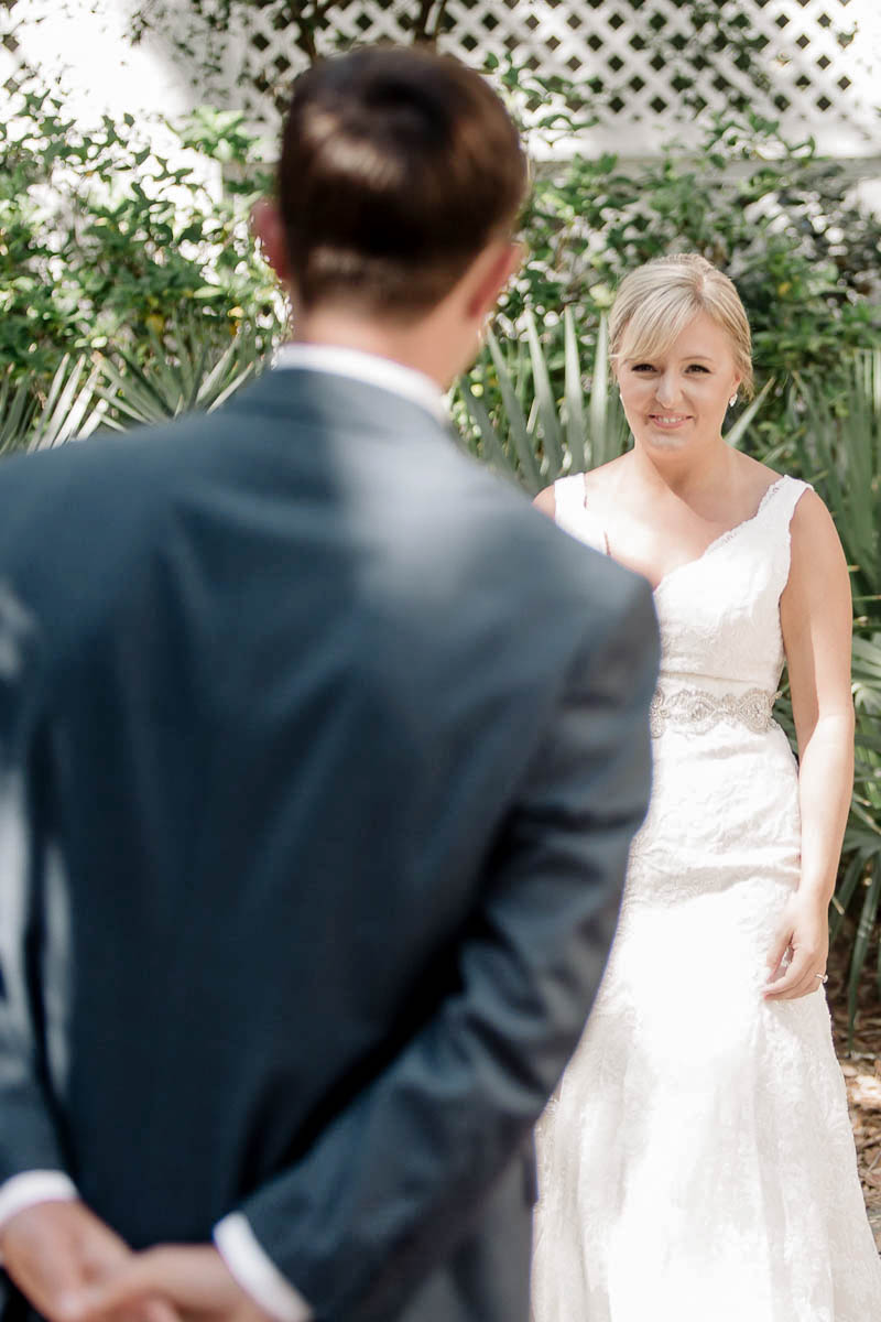 Bride and groom have first look, Wild Dunes, Charleston, South Carolina Kate Timbers Photography. http://katetimbers.com #katetimbersphotography // Charleston Photography // Inspiration