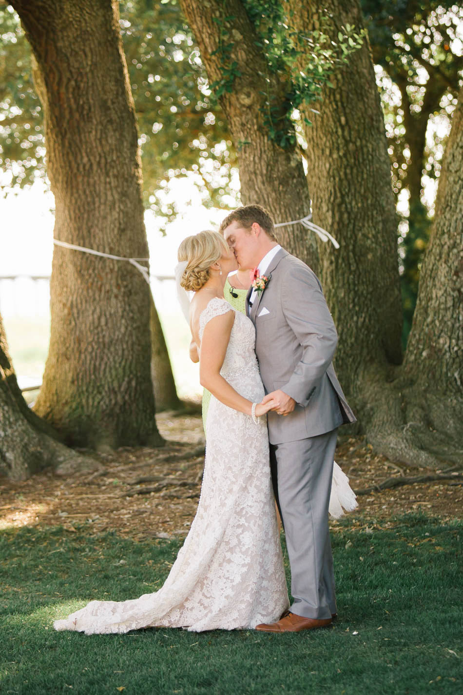 Bride and groom kiss, Alhambra Hall, Mt Pleasant, South Carolina Kate Timbers Photography. http://katetimbers.com #katetimbersphotography // Charleston Photography // Inspiration