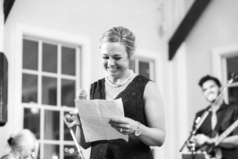 Maid of honor delivers her speech, Alhambra Hall, Mt Pleasant, South Carolina Kate Timbers Photography. http://katetimbers.com #katetimbersphotography // Charleston Photography // Inspiration