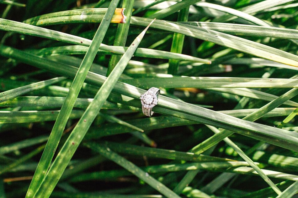 Engagement Ring on blade of grass, Folly beach in Charleston, South Carolina Kate Timbers Photography. http://katetimbers.com #katetimbersphotography // Charleston Photography // Inspiration