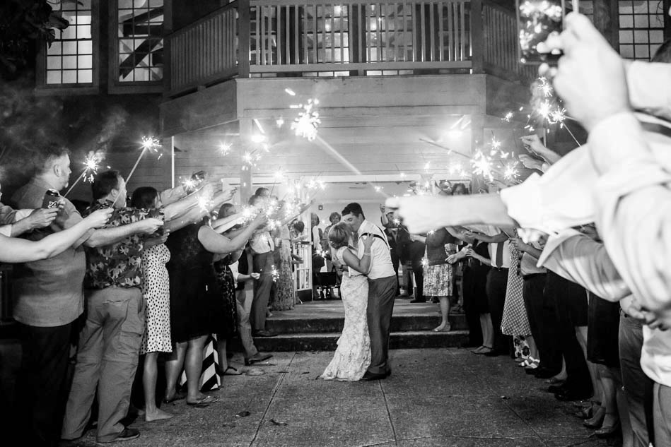 Bride and groom run under sparklers, Alhambra Hall, Mt Pleasant, South Carolina Kate Timbers Photography. http://katetimbers.com #katetimbersphotography // Charleston Photography // Inspiration