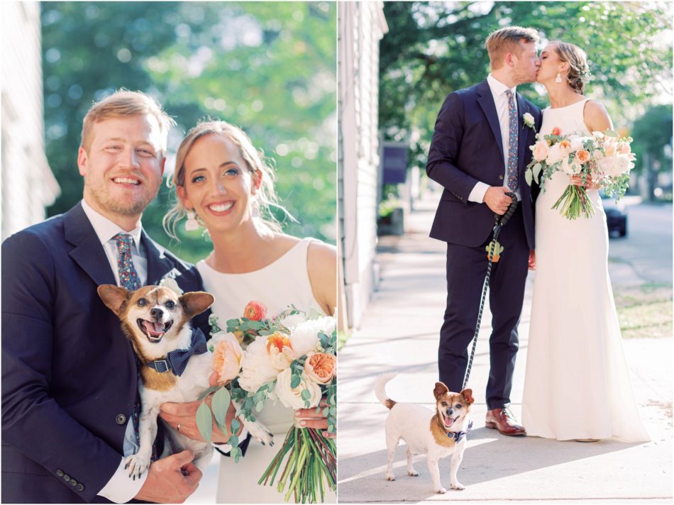 Bride and Groom with their dog, Upstairs at midtown elopement, Kate Timbers Photography. http://katetimbers.com #katetimbersphotography // Charleston Photography // Inspiration