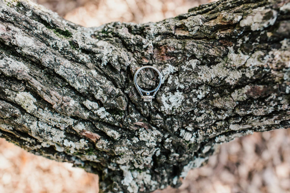 Engagement ring is resting on oak tree branch, Hampton Park, Charleston, South Carolina Kate Timbers Photography. http://katetimbers.com #katetimbersphotography // Charleston Photography // Inspiration