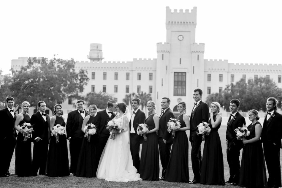 Wedding party poses at the Citadel, Charleston, South Carolina Kate Timbers Photography. http://katetimbers.com #katetimbersphotography // Charleston Photography // Inspiration