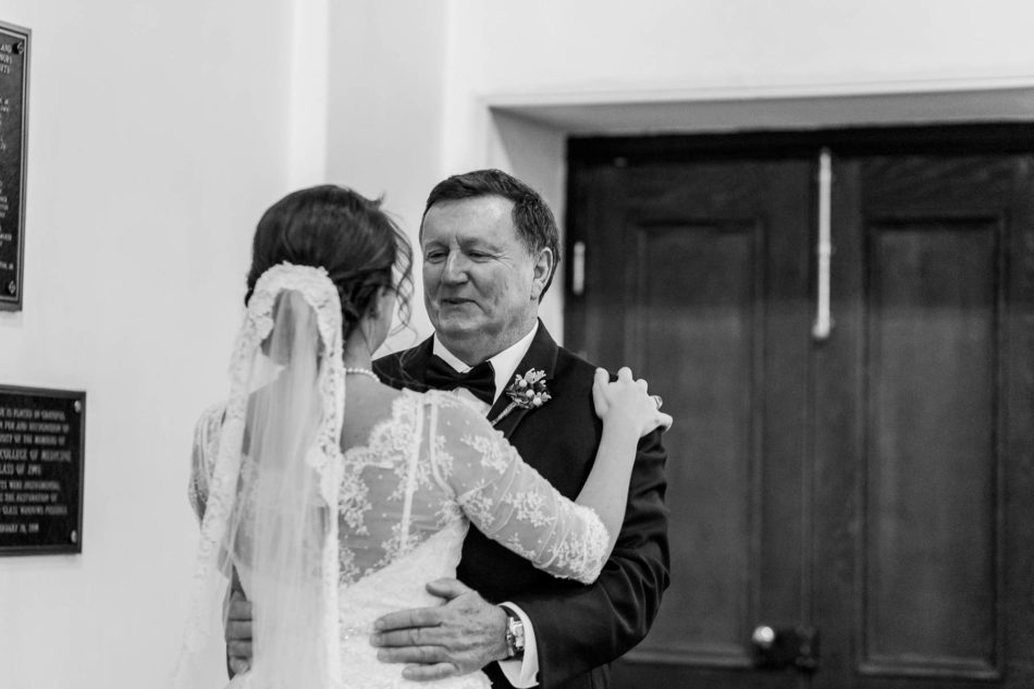 Father sees bride for the first time, St. Luke's Church, Charleston, South Carolina Kate Timbers Photography. http://katetimbers.com #katetimbersphotography // Charleston Photography // Inspiration