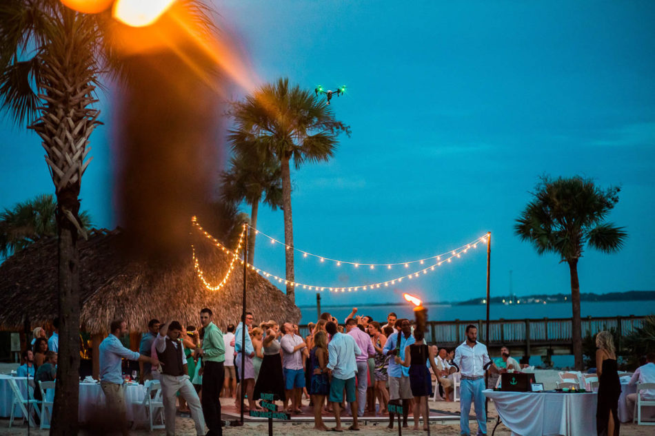 Dance floor is lit up at twilight for the Charleston Harbor Resort and Marina. www.katetimbers.com