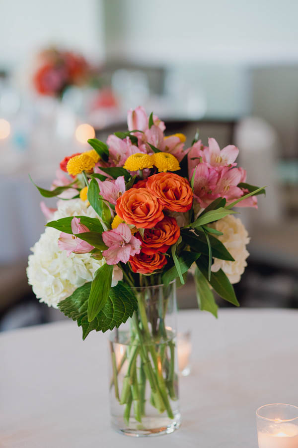 Flowers are set at tables, Seabrook Island Club, Charleston, South Carolina. www.katetimbers.com
