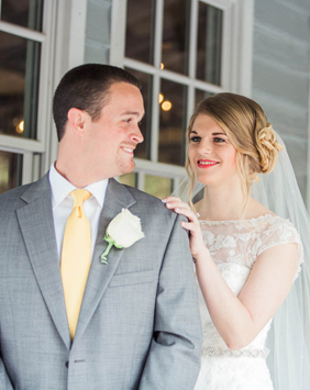 Bride and groom have first look, Alhambra Hall, Charleston, South Carolina. Kate Timbers Photography. http://katetimbers.com