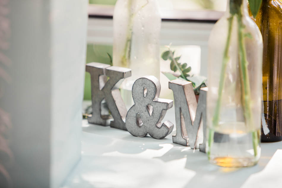 Initials are placed on guest table, I'on Creek Club, Mt Pleasant, South Carolina. Kate Timbers Photography. http://katetimbers.com
