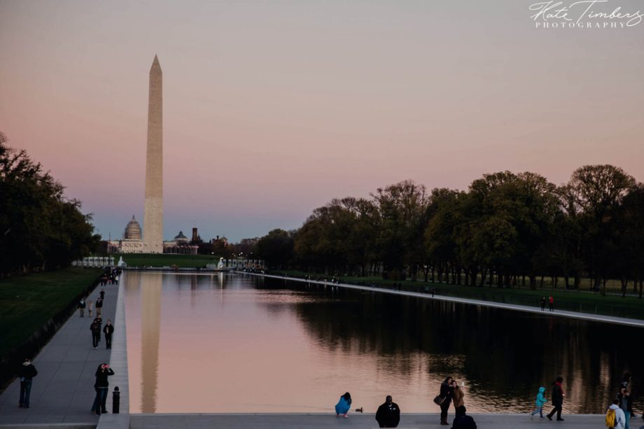 Washington Monument from the view of Lincoln Memorial in Washington, DC. Kate Timbers Photography. http://katetimbers.com