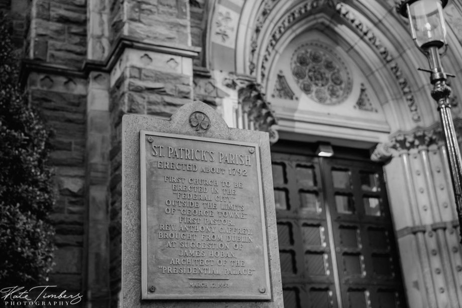 Entrance of St. Patrick's Catholic Church in Washington, DC. Kate Timbers Photography. http://katetimbers.com