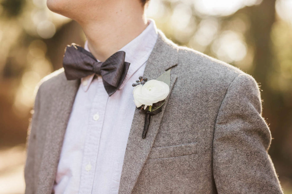 Groom wears berries and flowers in boutonniere, Boone Hall Plantation, Charleston, South Carolina. Kate Timbers Photography. http://katetimbers.com #katetimbersphotography // Charleston Photography // Inspiration