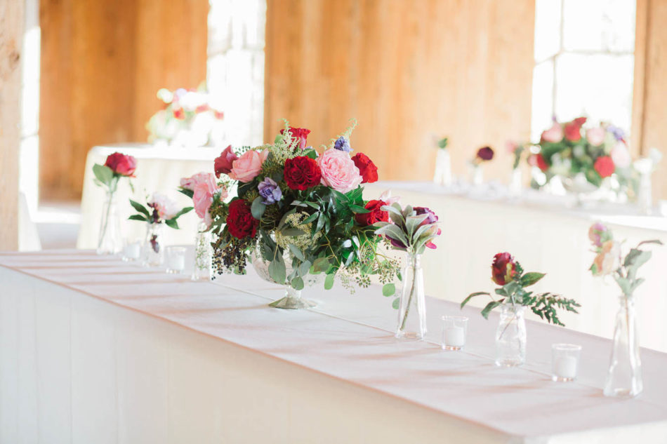 Colorful flowers are set as centerpieces, Boone Hall Plantation, Charleston, South Carolina. Kate Timbers Photography. http://katetimbers.com #katetimbersphotography // Charleston Photography // Inspiration