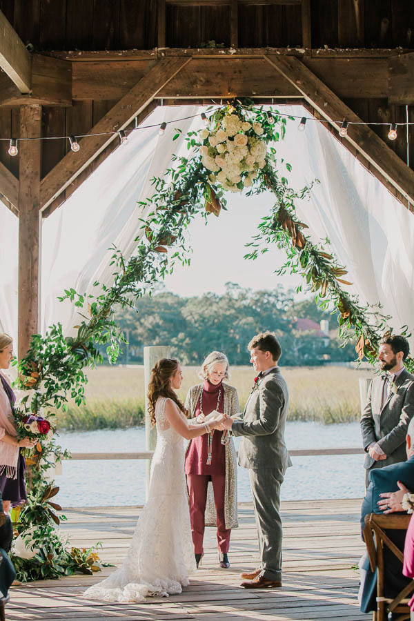 Bride and groom exchange vows, Boone Hall Plantation, Charleston, South Carolina. Kate Timbers Photography. http://katetimbers.com #katetimbersphotography // Charleston Photography // Inspiration