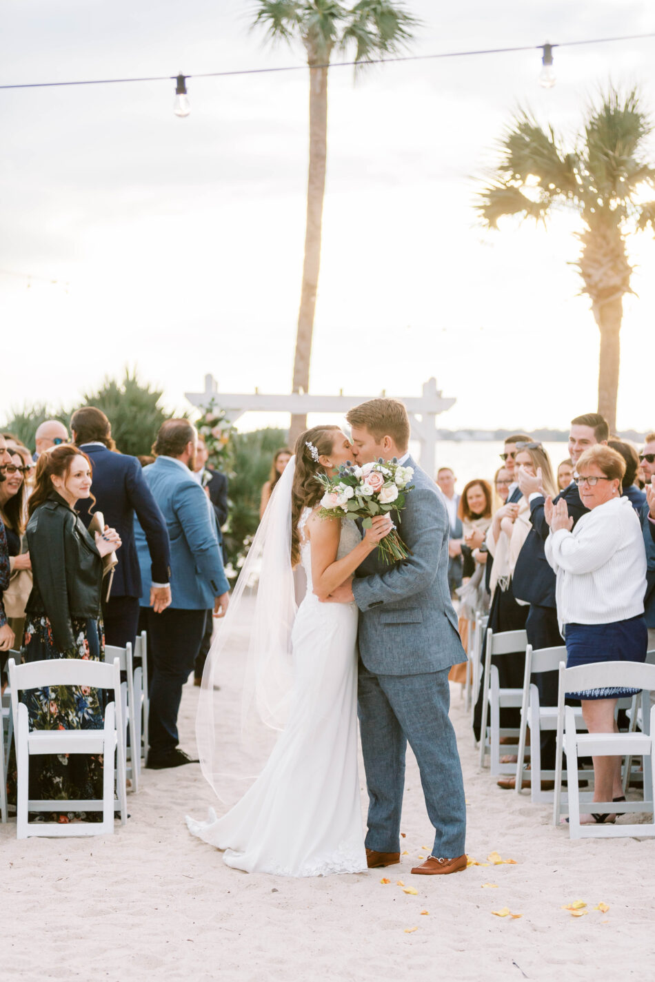 Wedding Beach Ceremony at Charleston Harbor. Kate Timbers Photography. http://katetimbers.com #katetimbersphotography // Charleston Photography // Inspiration.