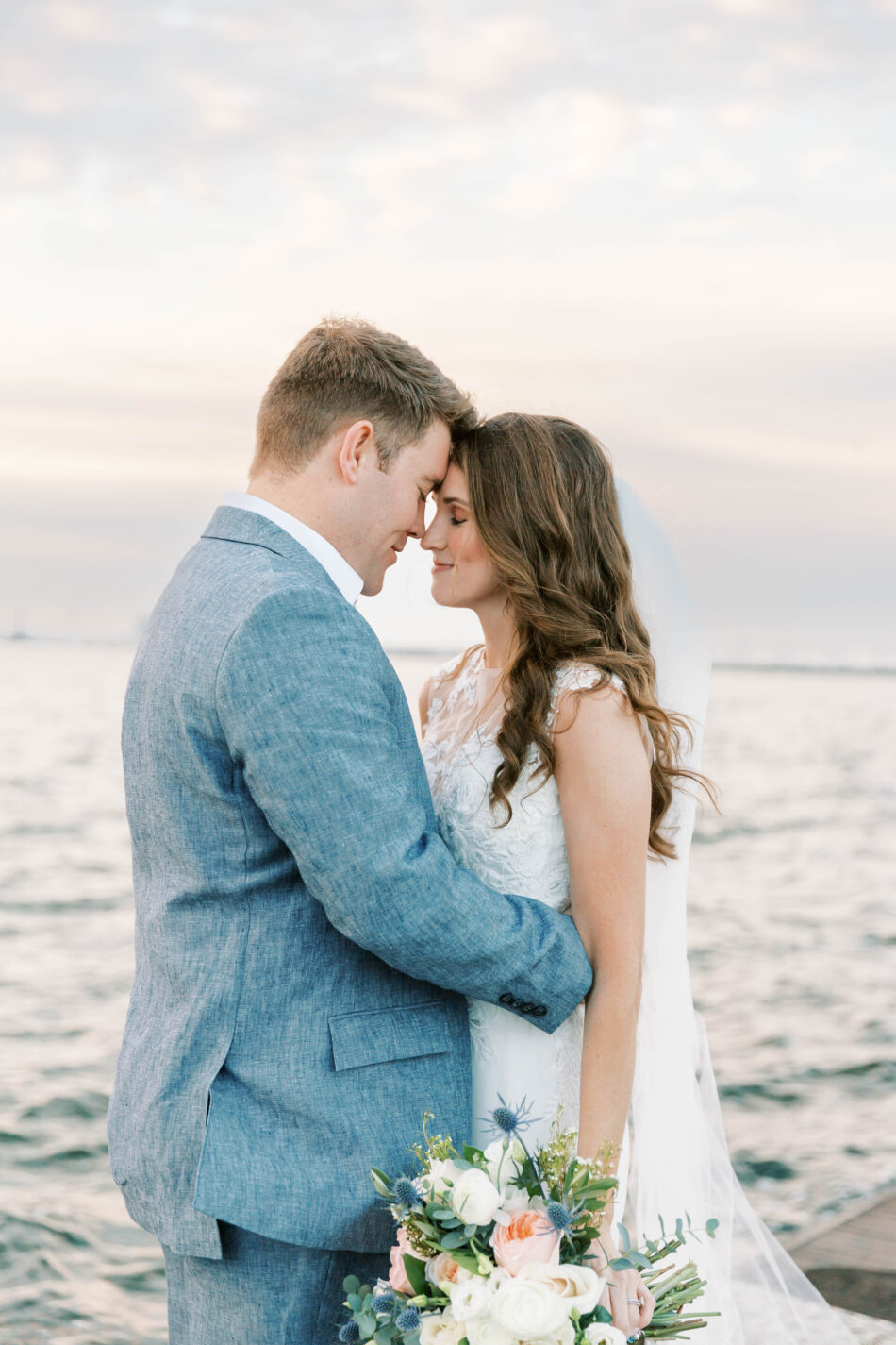 Newlywed Portraits at Charleston Harbor by the dock and water. Kate Timbers Photography. http://katetimbers.com #katetimbersphotography // Charleston Photography // Inspiration.
